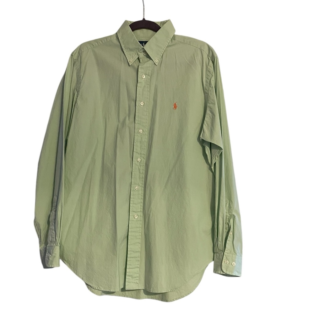 Polo Ralph Lauren Light Green Button-Down Long Sleeve Shirt Medium ( Neck 16)‎